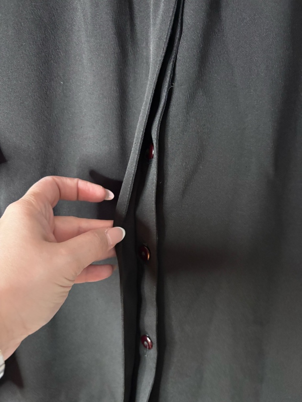 Sandro Black and Gold Satin Button-Down Blouse - Picture 5 of 9